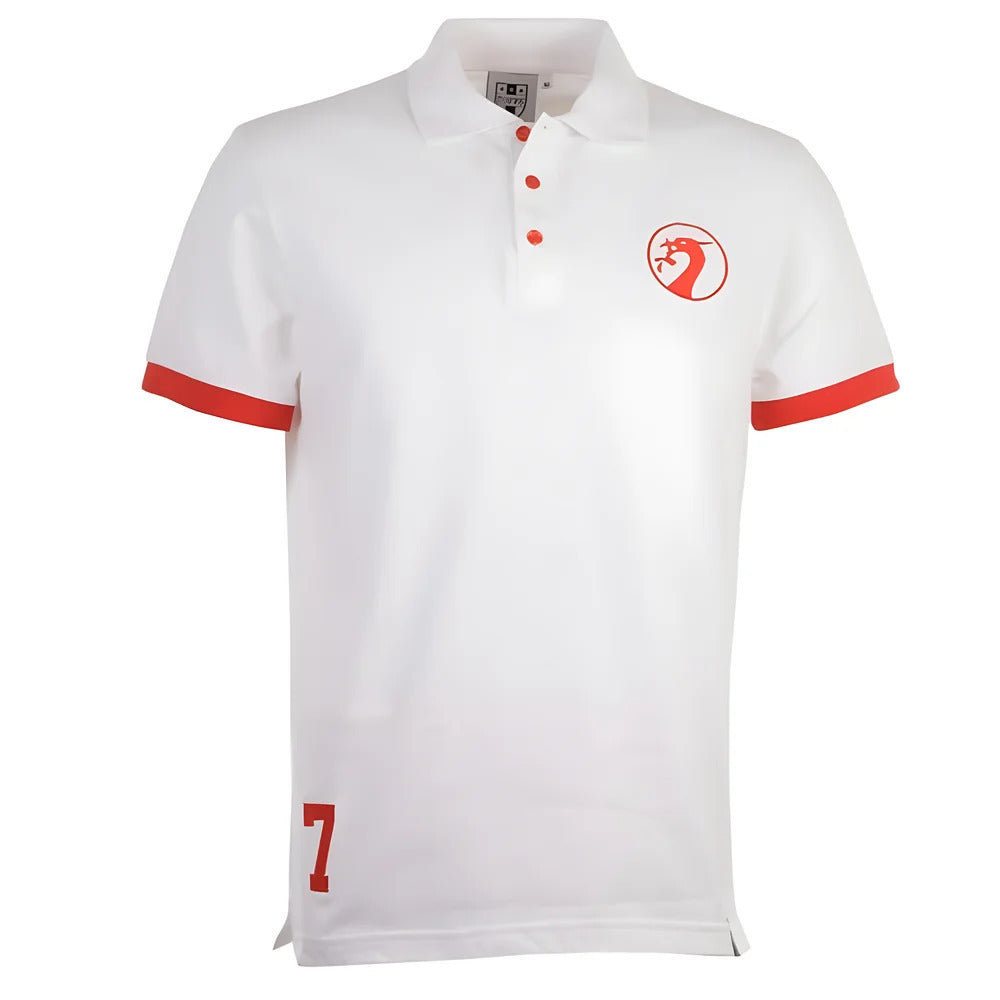 Liverpool Number 7 Retro White Polo Shirt_0