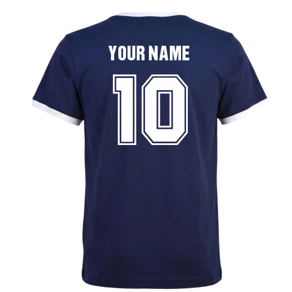 Kids Scotland 1970's Navy/White T-Shirt (Your Name)