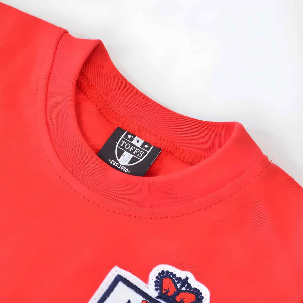 England Red Short Sleeve Retro Kids Football Shirt_2