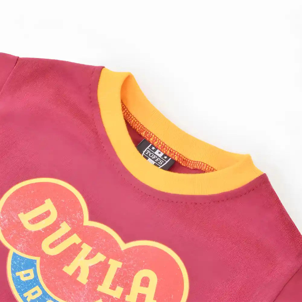 Kids Dukla Prague 12th Man T-Shirt - Maroon/Amber Ringer_2