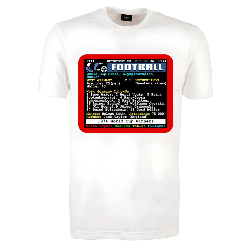 1974 World Cup Final West Germany v Netherlands Retrotext T-shirt_0