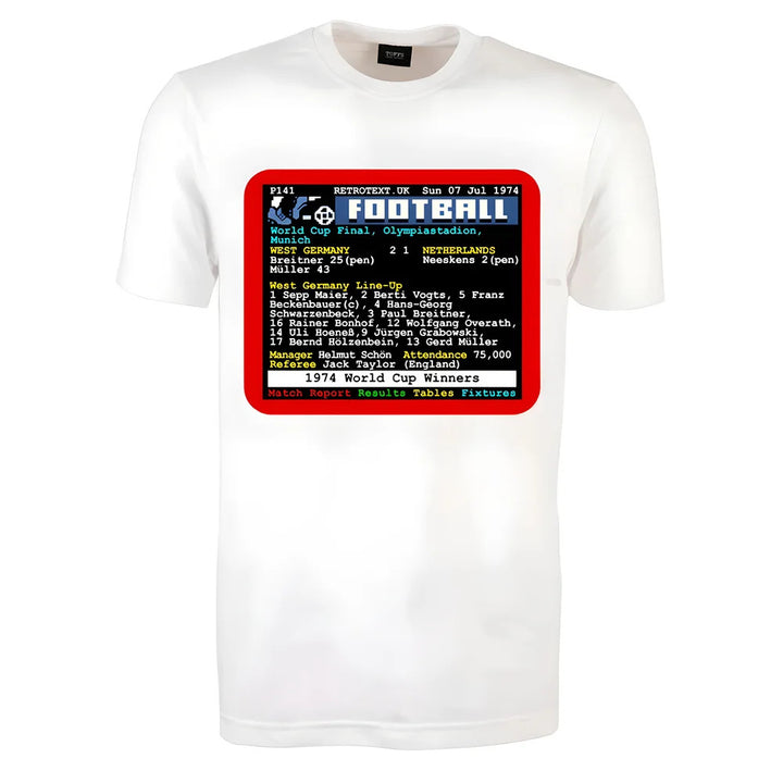 1974 World Cup Final West Germany v Netherlands Retrotext T-shirt_0