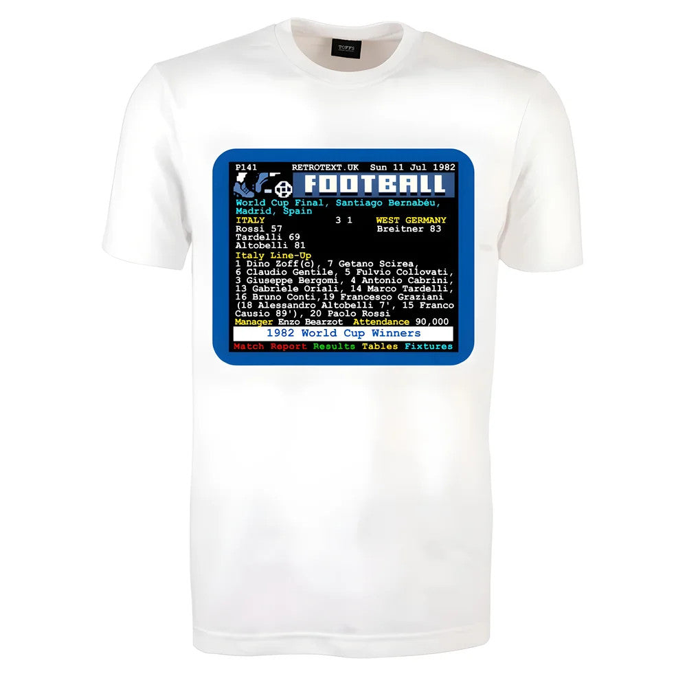 1982 World Cup Final Italy v West Germany Retrotext T-Shirt_0