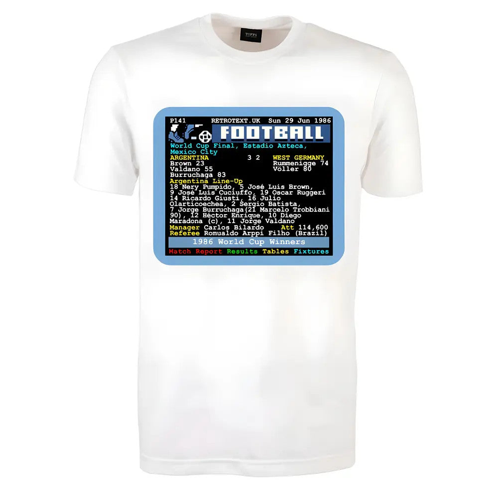 1986 World Cup Final Argentina v West Germany Retrotext T-Shirt_0