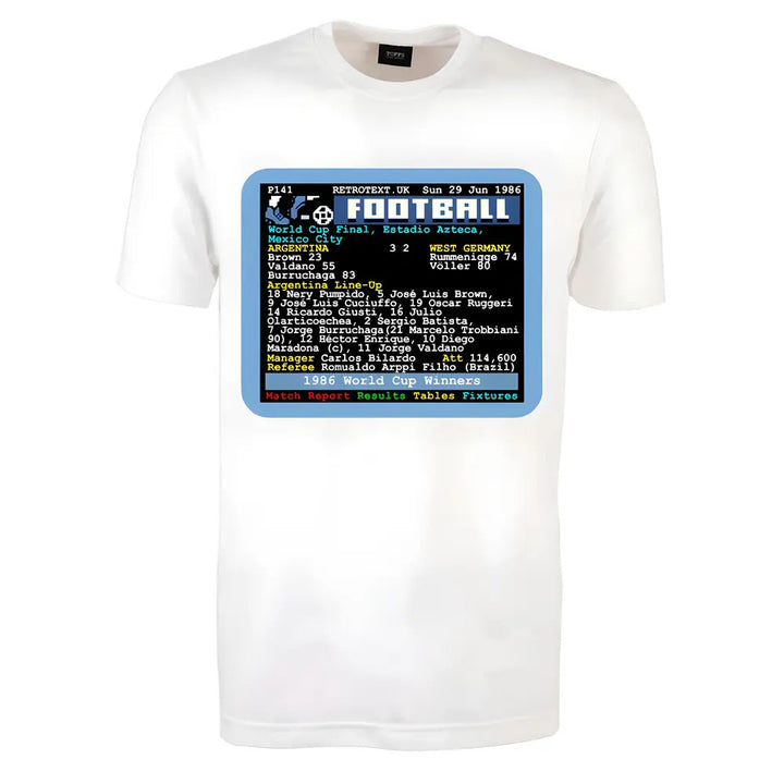 1986 World Cup Final Argentina v West Germany Retrotext T-Shirt_0