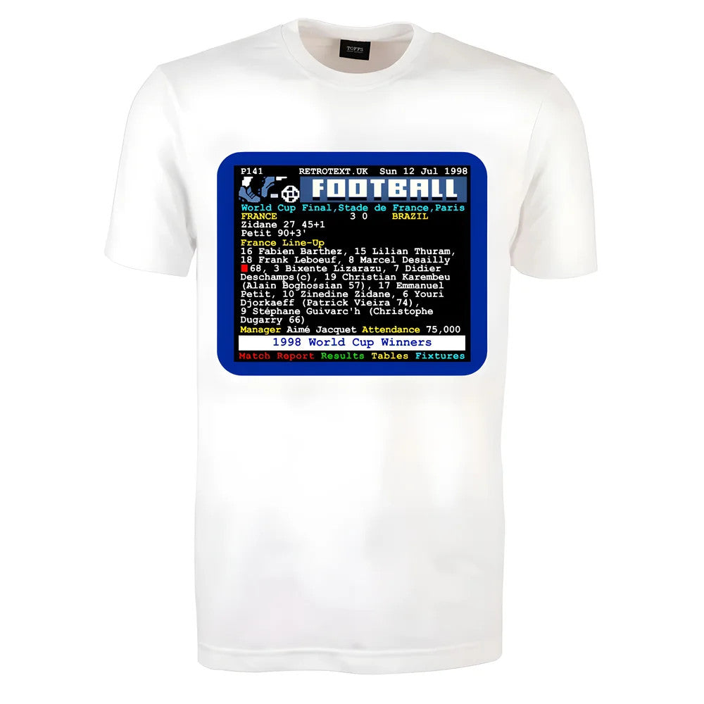 1998 World Cup Final France v Brazil Retrotext T-Shirt_0