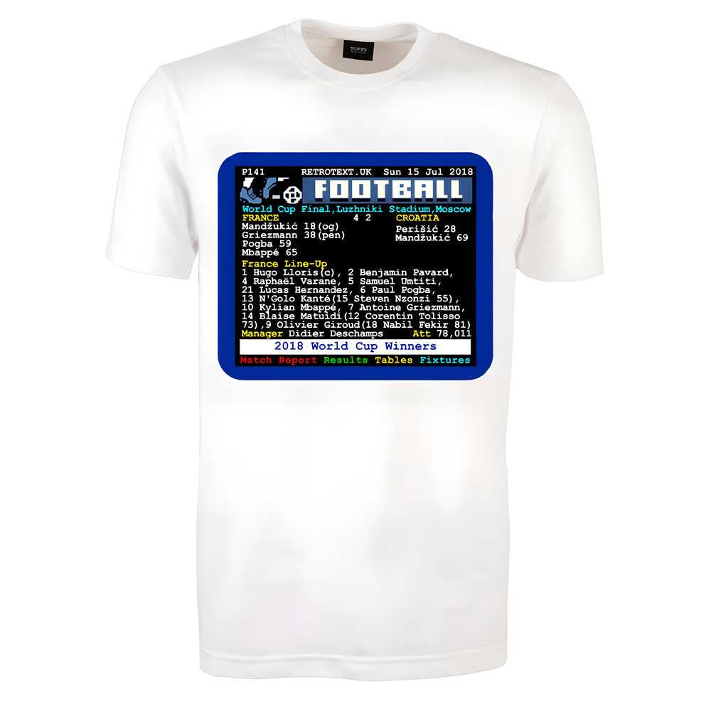2018 World Cup Final France v Croatia Retrotext T-Shirt_0