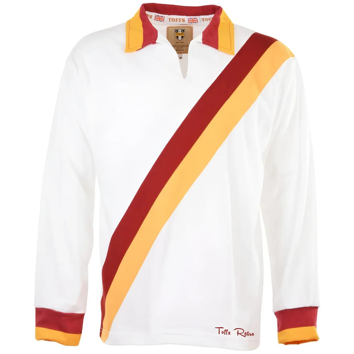 TOFFS Retro White Long Sleeve Shirt With Maroon/Amber Tape_0
