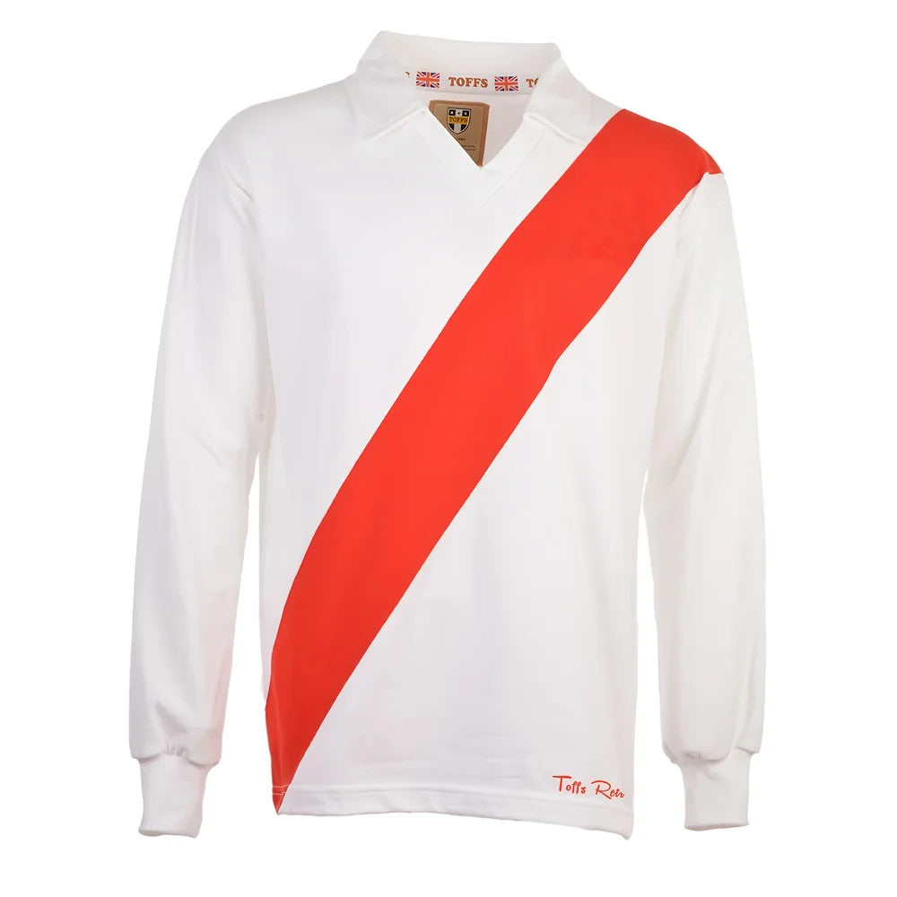 TOFFS Classic Retro White Long Sleeve Shirt With Red Tape_0