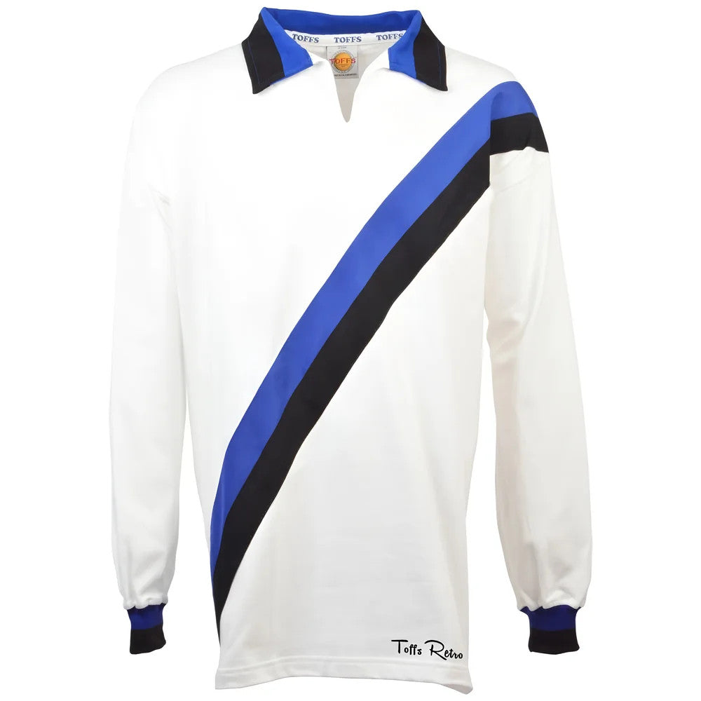 TOFFS Retro White Long Sleeve Shirt With Royal/Black Tape_0