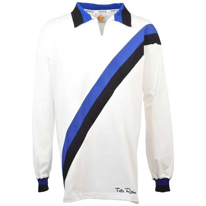 TOFFS Retro White Long Sleeve Shirt With Royal/Black Tape_0