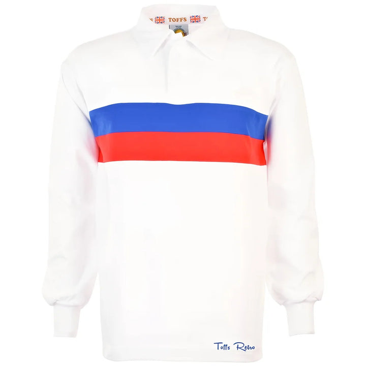 TOFFS Retro White Long Sleeve Shirt With Royal/Red Stripe_0