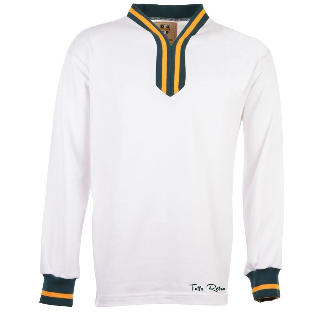 TOFFS Retro White Long Sleeve Shirt With Bottle Collar_0