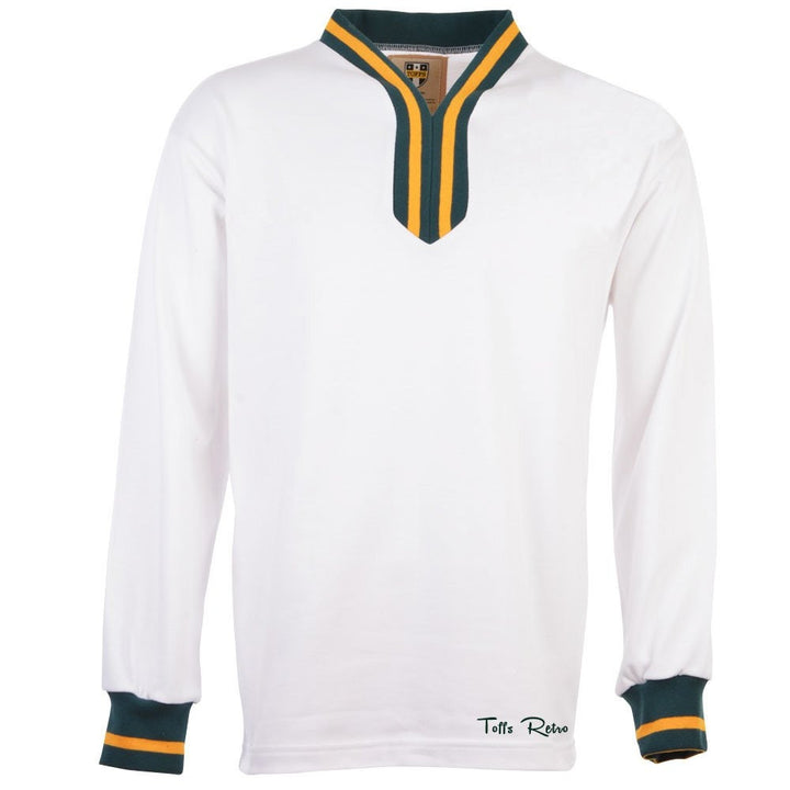 TOFFS Retro White Long Sleeve Shirt With Bottle Collar_0