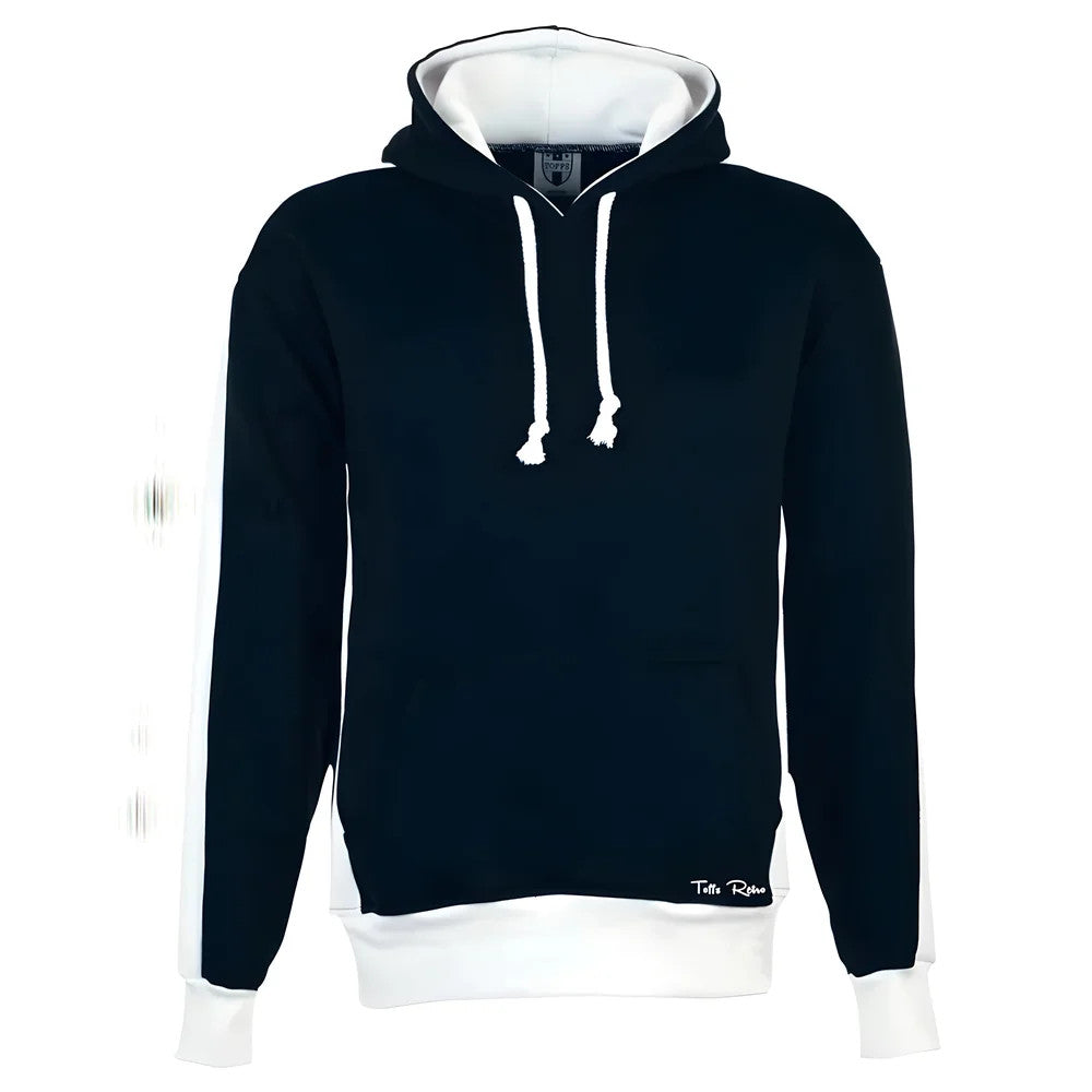 Toffs Retro Black Hoodie - White Sleeve Panels._0