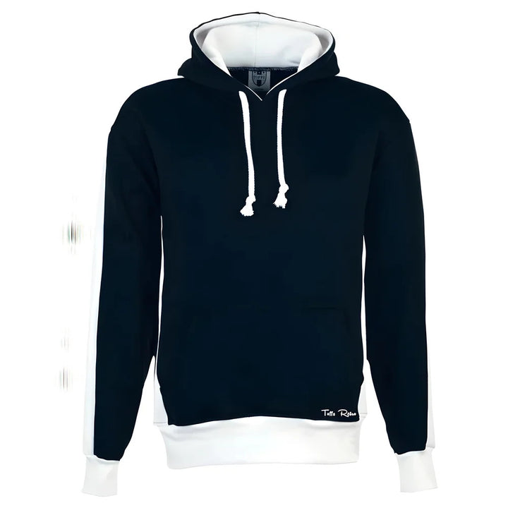 Toffs Retro Black Hoodie - White Sleeve Panels._0