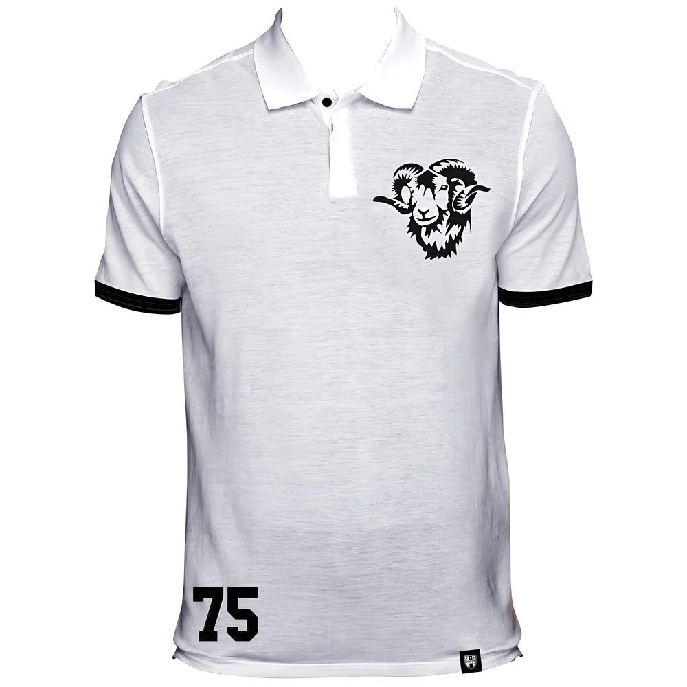 Derby County No 75 White Polo Shirt_0