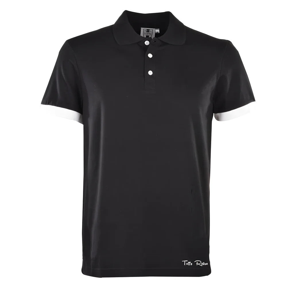 Toffs Retro Polo Shirt - Black with White Cuffs_0