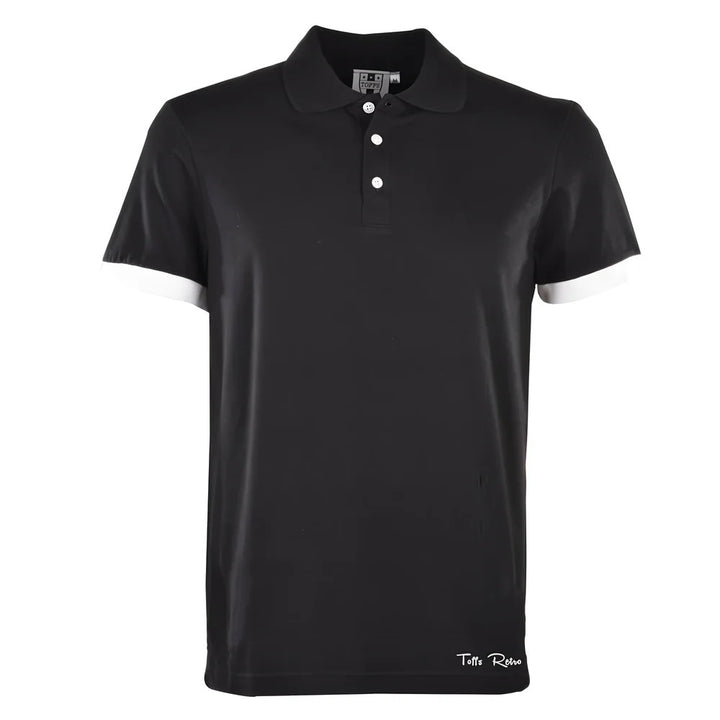 Toffs Retro Polo Shirt - Black with White Cuffs_0
