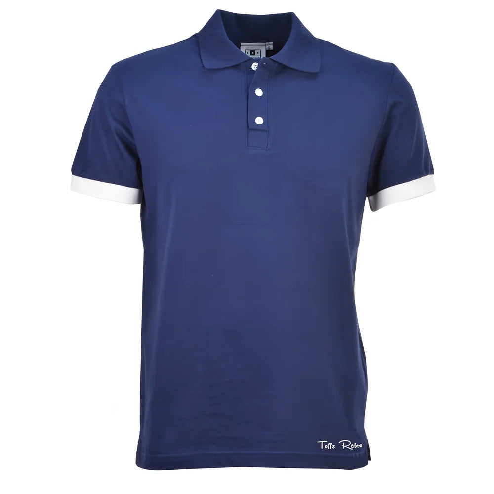 Toffs Retro Polo Shirt - Navy with White Cuffs_0