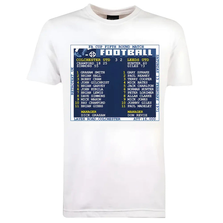 1971 Colchester Utd v Leeds (Colchester) Retrotext T-Shirt £25.00_0