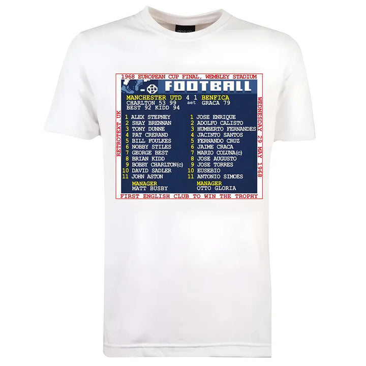 1968 European Cup Final (Man Utd) Retrotext T-Shirt - White_0