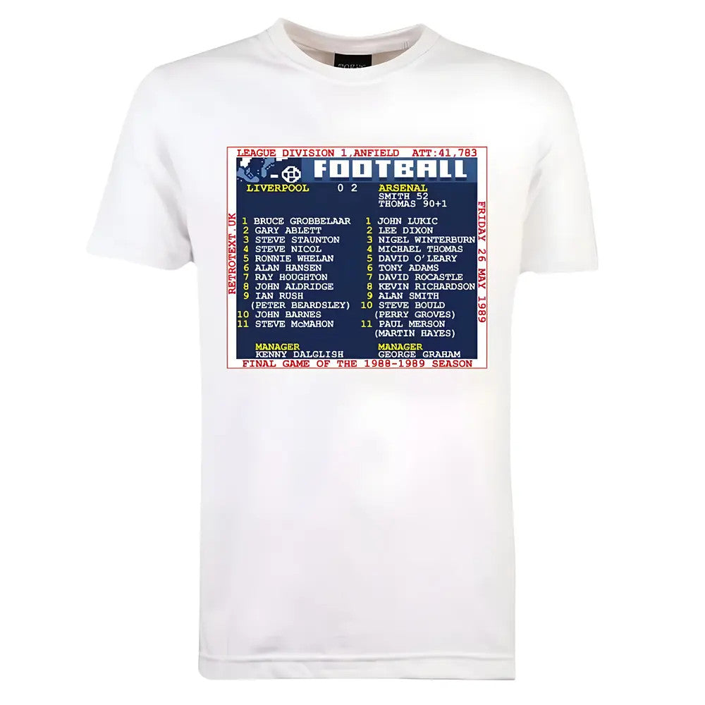 1989 Arsenal V Liverpool Retrotext T-shirt - White_0