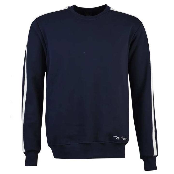 Toffs Retro Navy Sweatshirt White sleeve panels._0