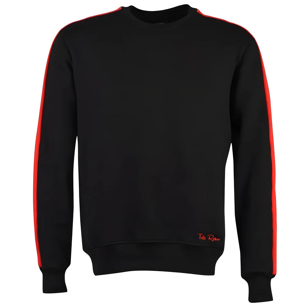 Toffs Retro Black Sweatshirt Red Sleeve Panels_0
