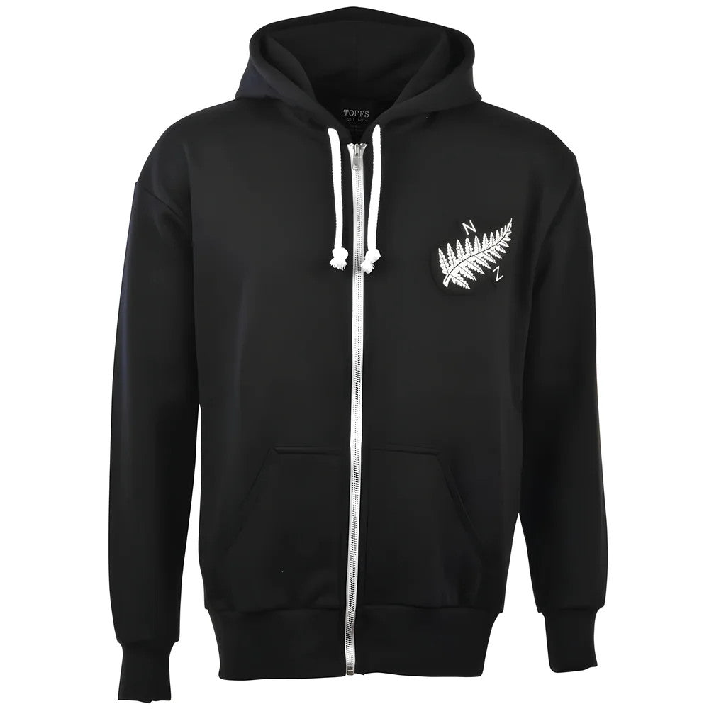 New Zealand 1924 Vintage Rugby Zipped Hoodie - Black_0