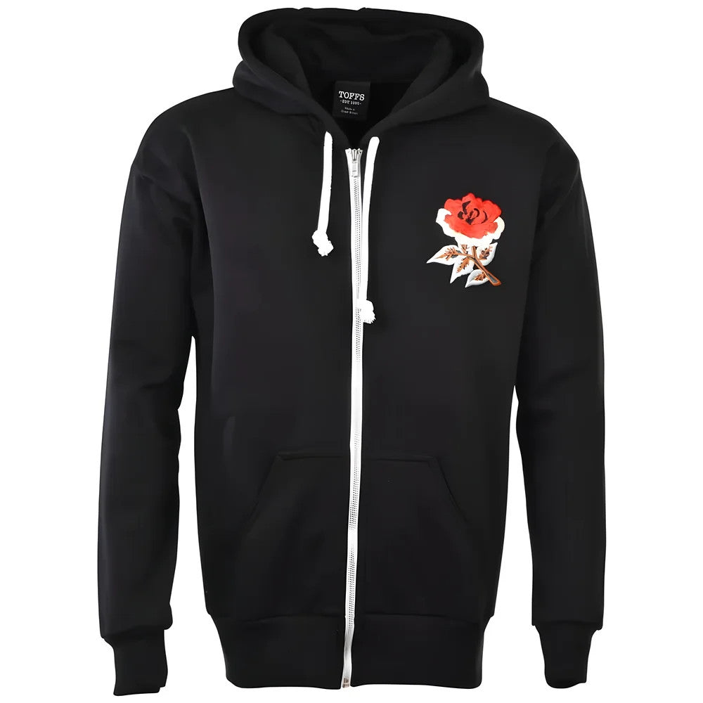 England 1910 Vintage Rugby Zipped Hoodie - Black_0