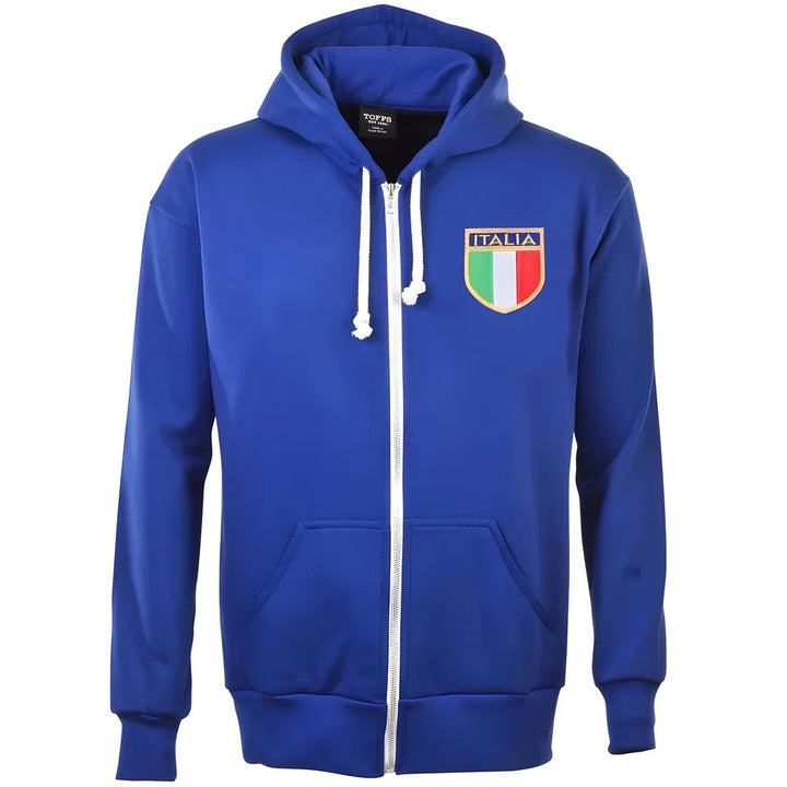 Italy 1975 Vintage Rugby Zipped Hoodie - Royal_0