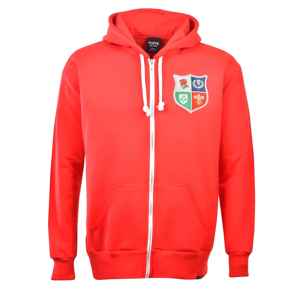 British & Irish Lions 1970s Vintage Rugby Zipped Hoodie Red_0