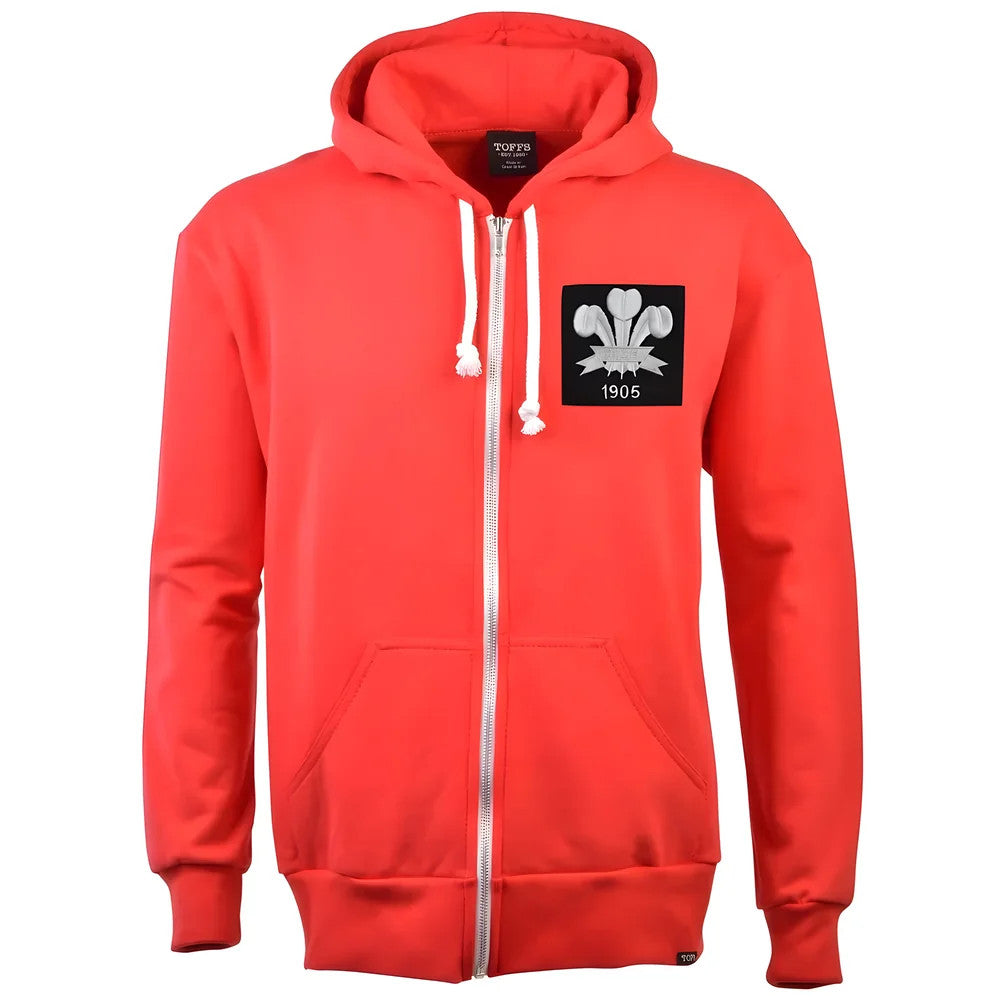 Wales Feathers 1905 Vintage Zipped Hoodie - Red_0