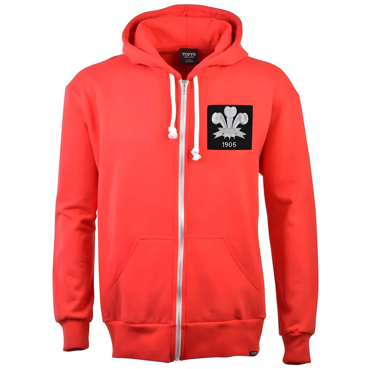 Wales Feathers 1905 Vintage Zipped Hoodie - Red_0