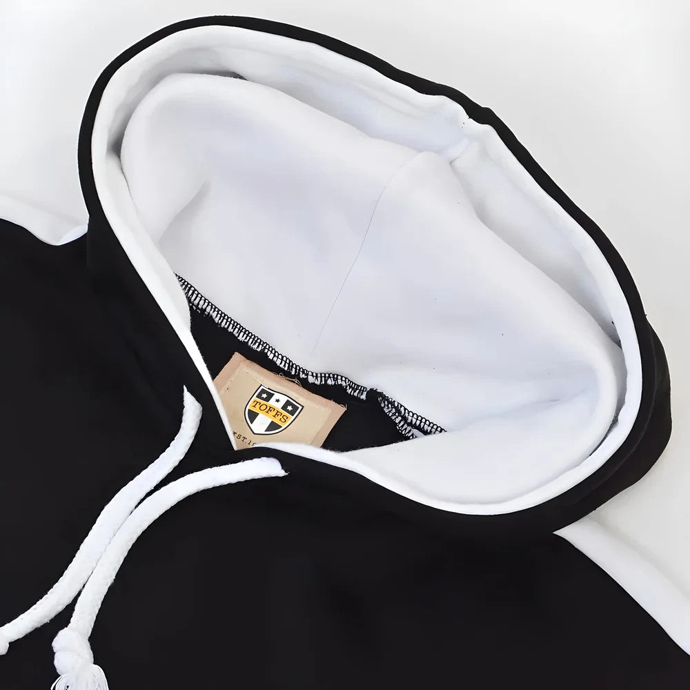 Toffs Retro Black Hoodie - White Sleeve Panels._1