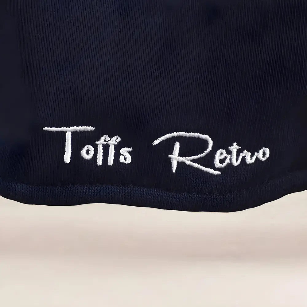 Toffs Retro Navy Hoodie White sleeve panels._1