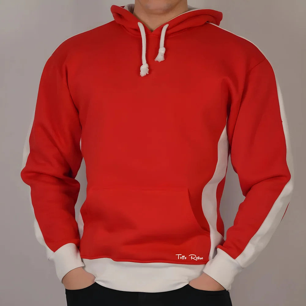 Toffs Retro Red Hoodie White Sleeve Panels_1