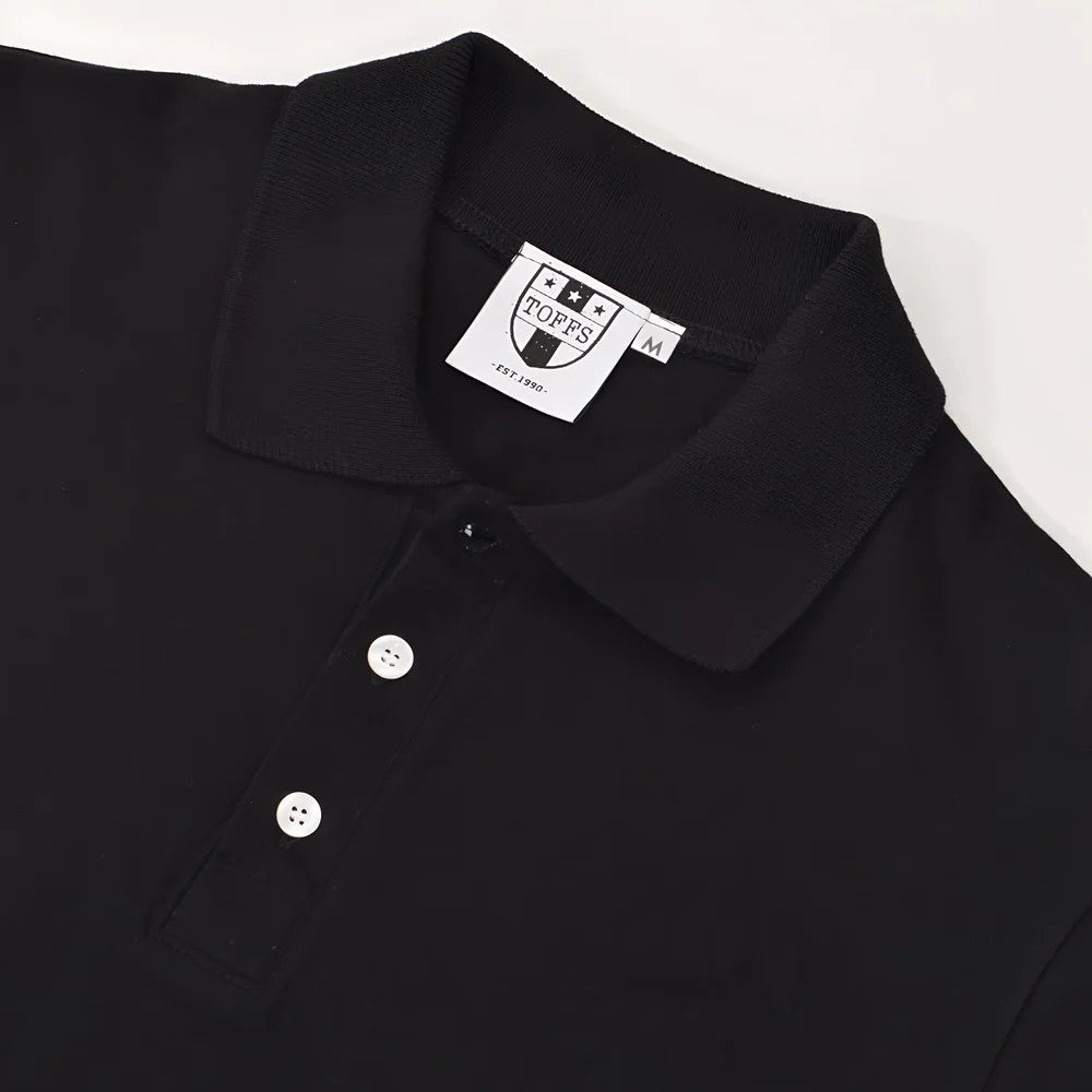 Toffs Retro Polo Shirt - Black with White Cuffs_2