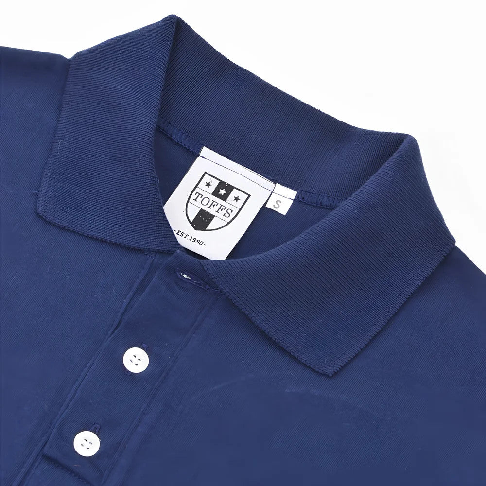 Toffs Retro Polo Shirt - Navy with White Cuffs_1