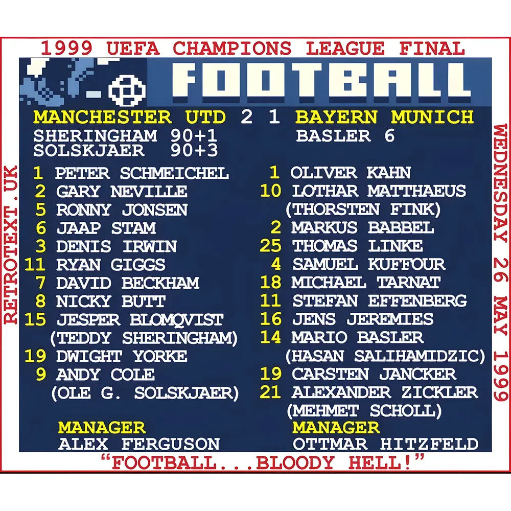 1999 Champions League Final (Man United) Retrotext T-Shirt_1