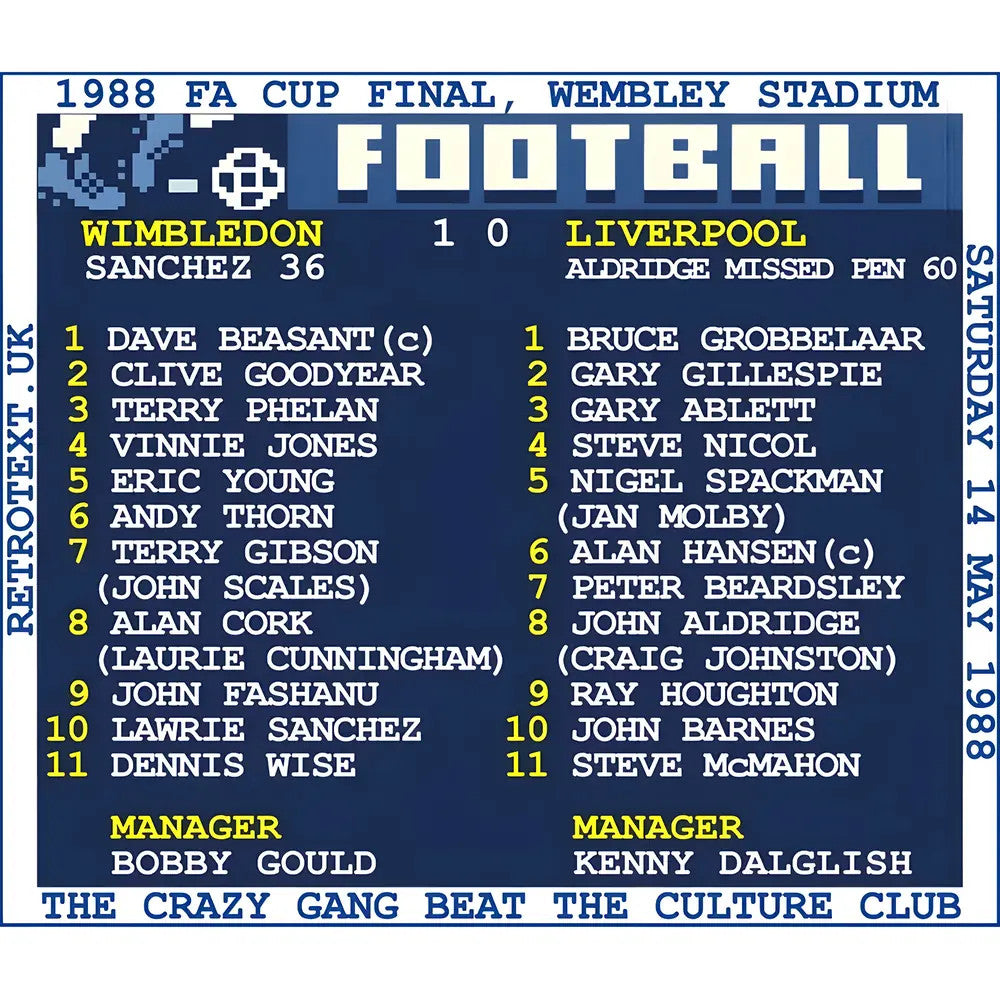 1988 FA Cup Final (Wimbledon) Retrotext T-Shirt - White_1
