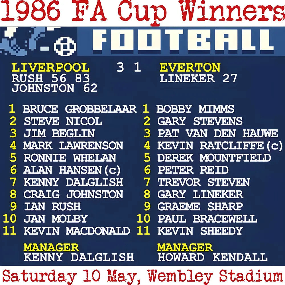 1986 FA Cup Final (Liverpool) Retrotext T-Shirt - White_1
