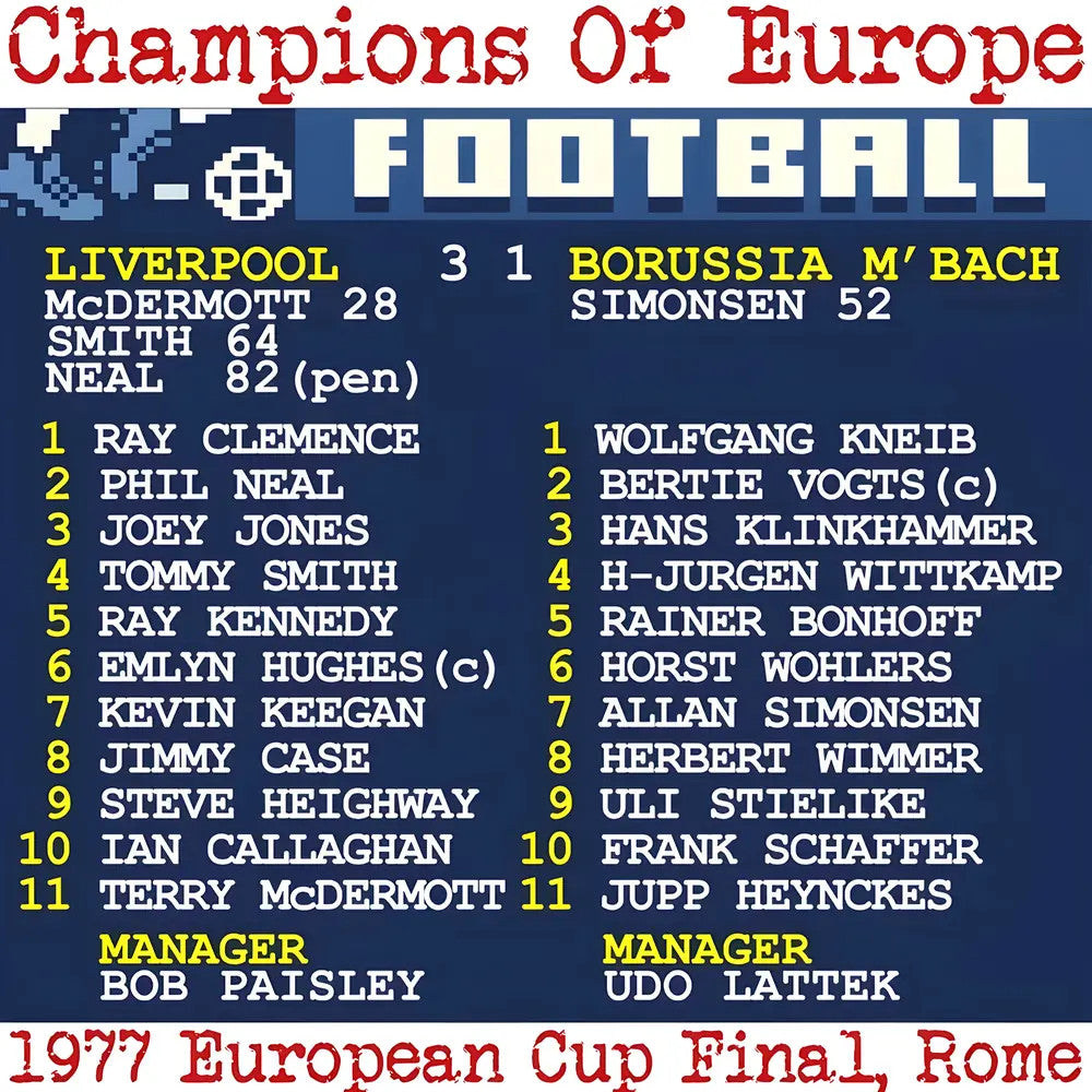 1977 European Cup Final (Liverpool) Retrotext t-shirt - White_1