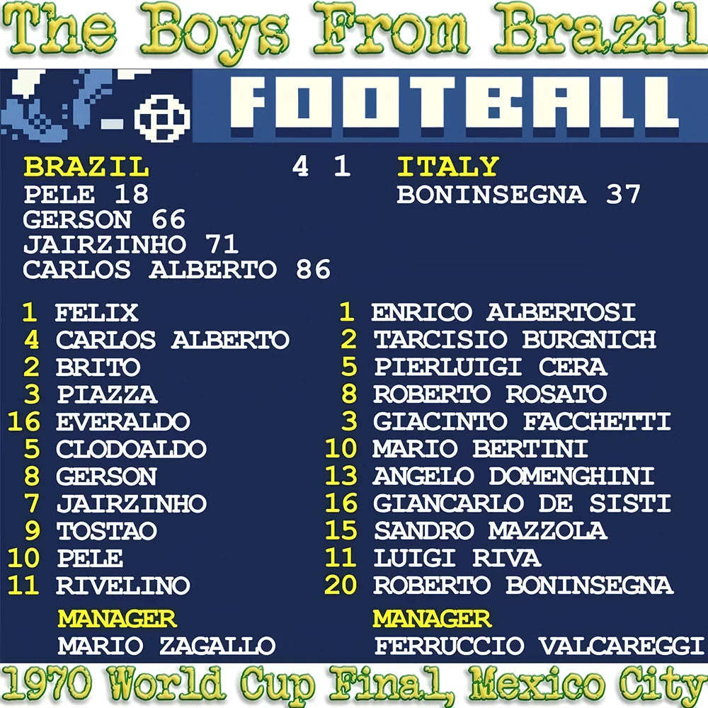 1970 World Cup Final (Brazil) Retrotext T-Shirt - White_1