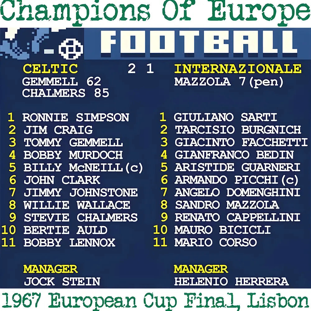 1967 European Cup Final (Celtic) Retrotext T-Shirt - White_1