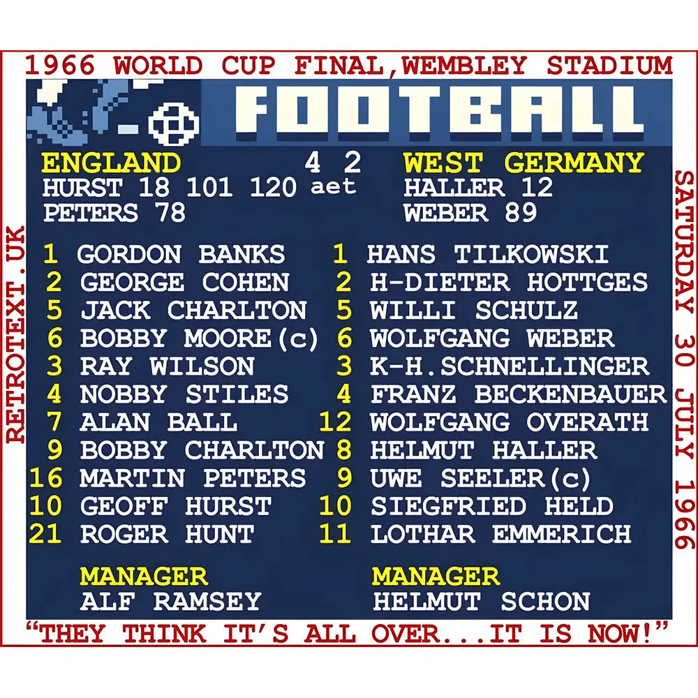 1966 World Cup Final (England) Retrotext T-Shirt - White_1