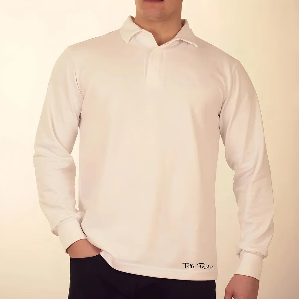 TOFFS Classic Retro White Long Sleeve Rugby Style Shirt_1