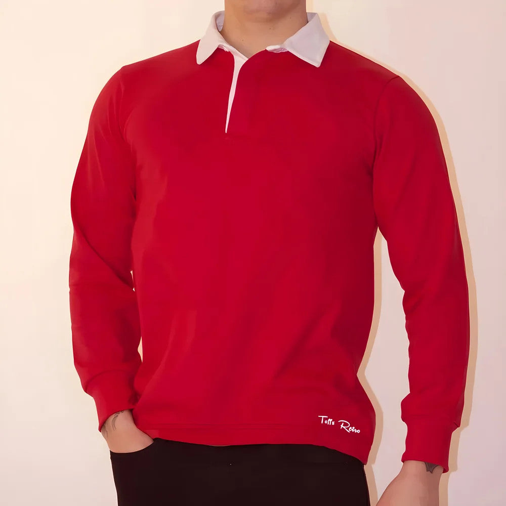 TOFFS Classic Retro Red Long Sleeve Rugby Style Shirt_1