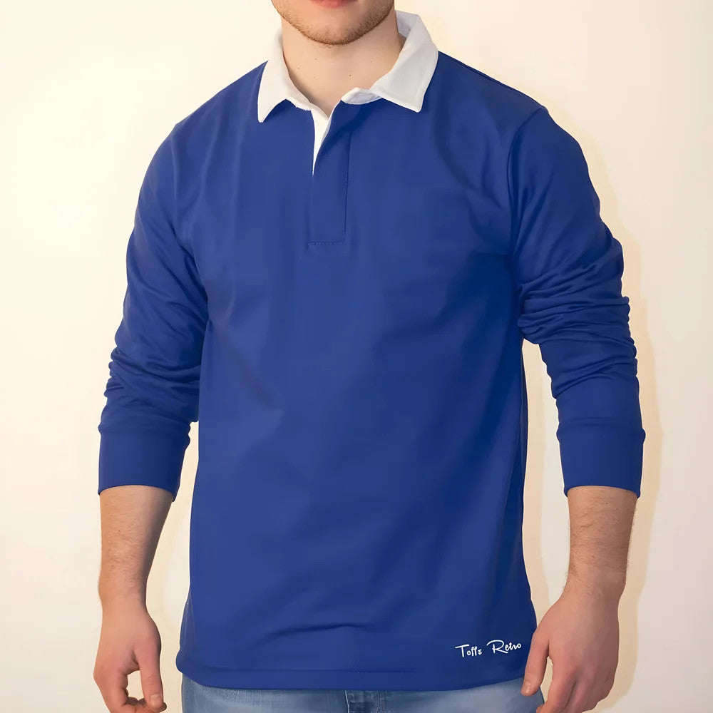 TOFFS Classic Retro Royal Blue Long Sleeve Rugby Syle Shirt_1